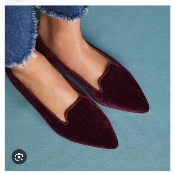 Anthropologie Bisue Ballerinas Flat Women's 40 Burgundy Embossed Smoking Loafer - Picture 14 of 14